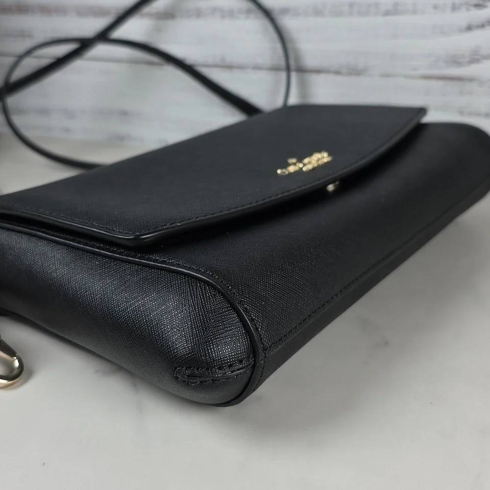 KATE SPADE BLACK CLUTCH CROSSBODY SHOULDER‎ BAG CARSON CONVERTIBLE GOLD CHAIN